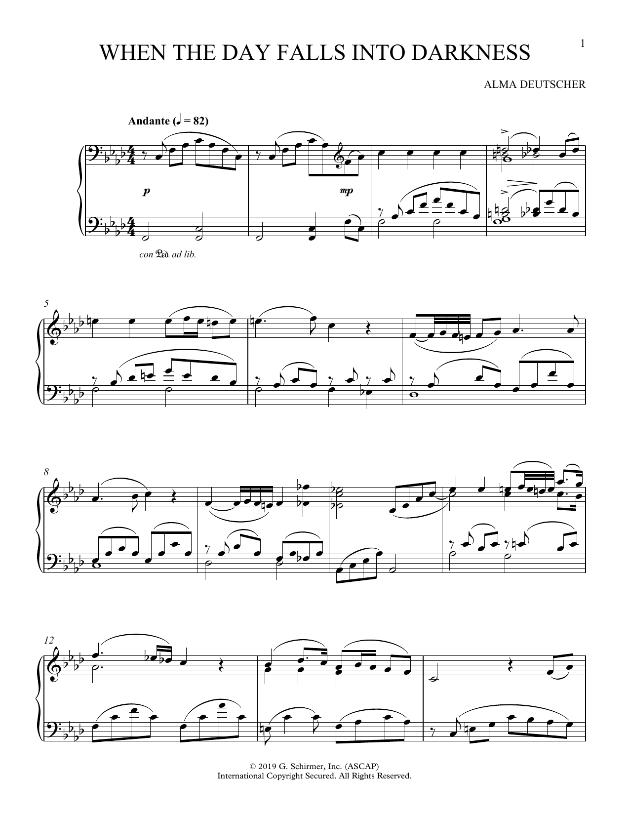 Alma Deutscher When The Day Falls Into Darkness (from Cinderella) Sheet Music Notes & Chords for Piano Solo - Download or Print PDF