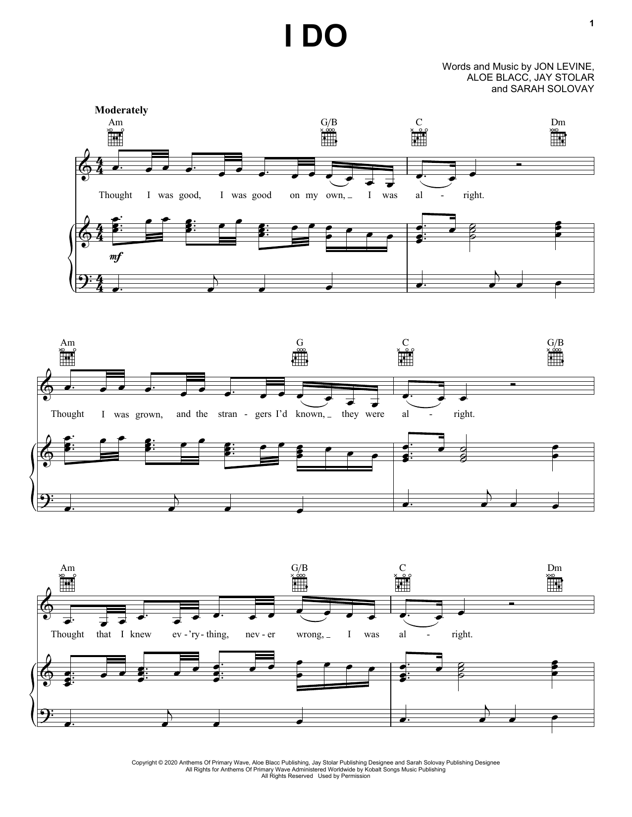 Aloe Blacc I Do Sheet Music Notes & Chords for Piano, Vocal & Guitar (Right-Hand Melody) - Download or Print PDF