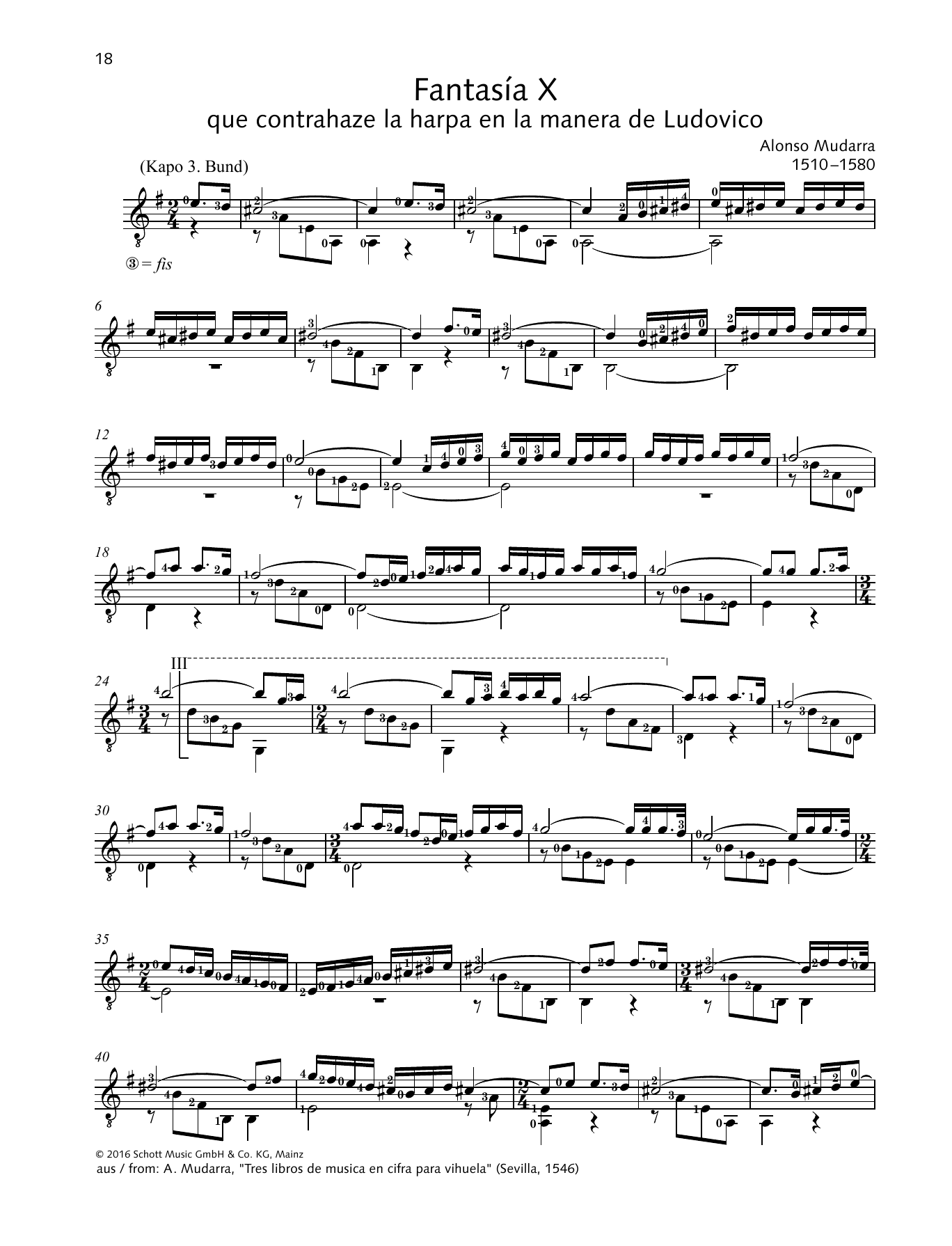 Alonso de Mudarra Fantasía X Sheet Music Notes & Chords for Solo Guitar - Download or Print PDF