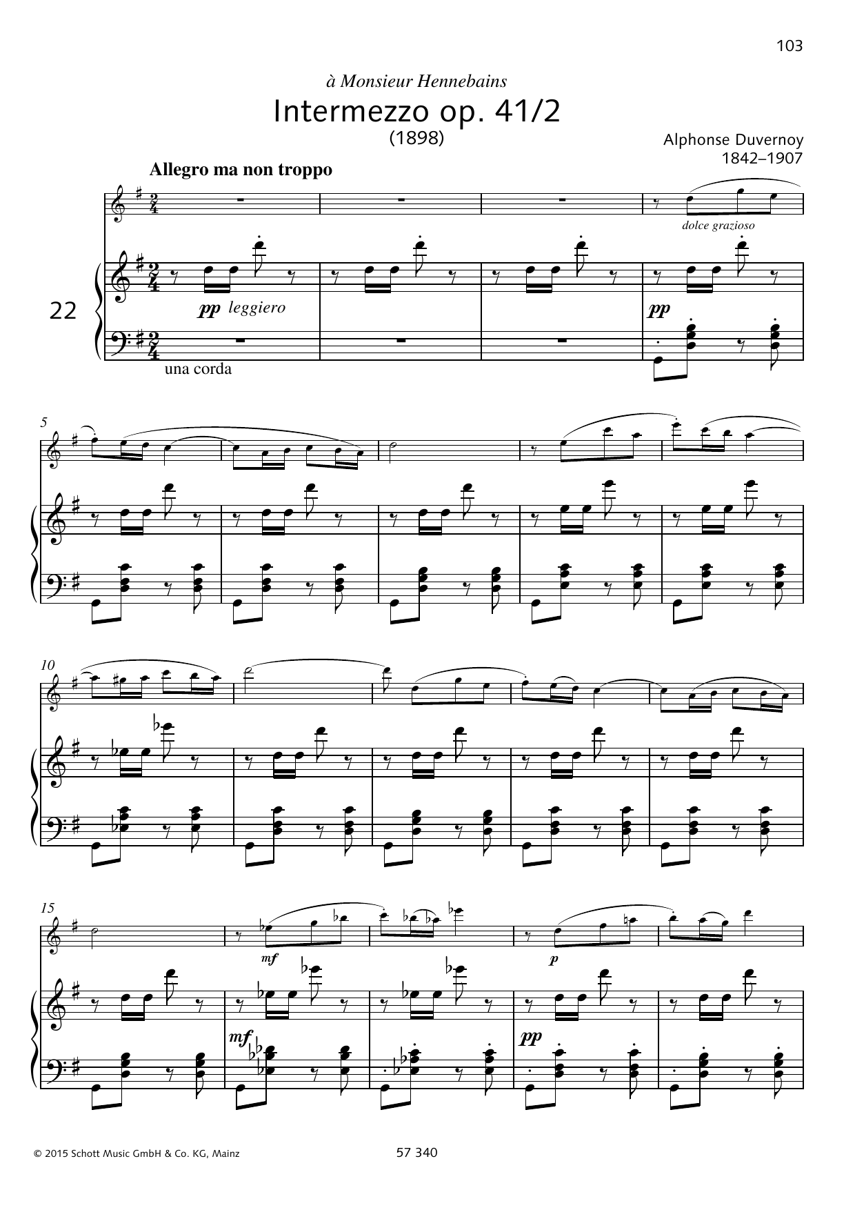 Alphonse Duvernoy Intermezzo Sheet Music Notes & Chords for Woodwind Solo - Download or Print PDF