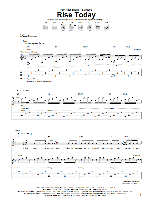 Alter Bridge Rise Today Sheet Music Notes & Chords for Guitar Tab - Download or Print PDF