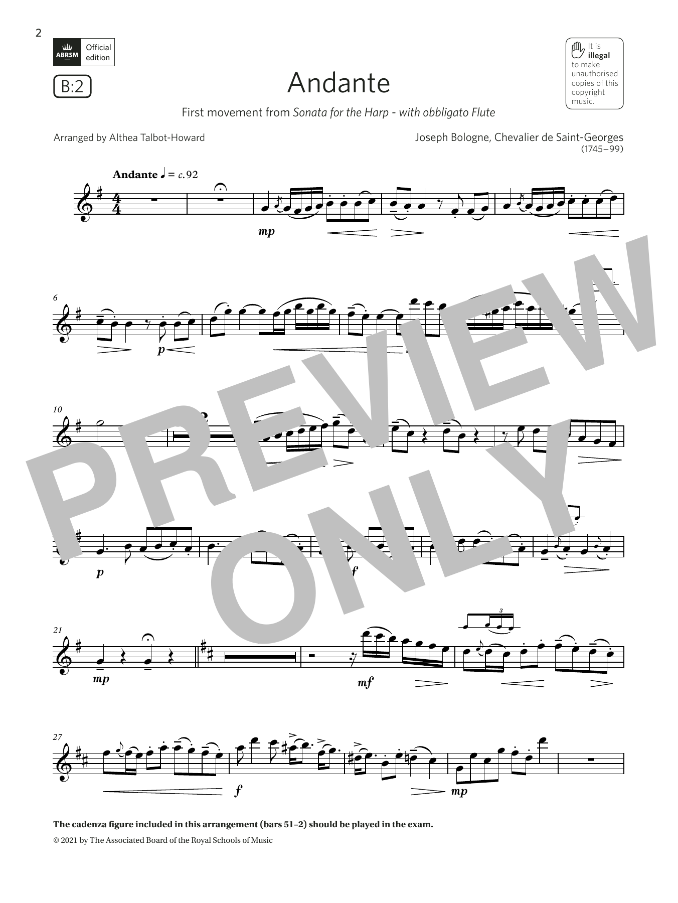 Althea Talbot-Howard Andante (from Sonata for the Harp) (Grade 5 List B2 from the ABRSM Saxophone syllabus from 2022) Sheet Music Notes & Chords for Alto Sax Solo - Download or Print PDF