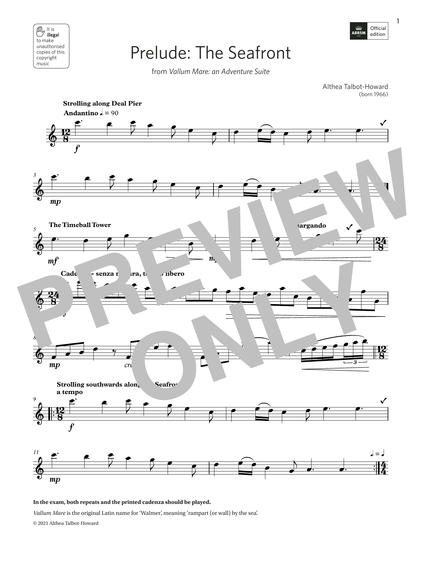 Althea Talbot-Howard Prelude: The Seafront (Grade 5 List B10 from the ABRSM Treble Recorder syllabus from 2022) Sheet Music Notes & Chords for Recorder - Download or Print PDF