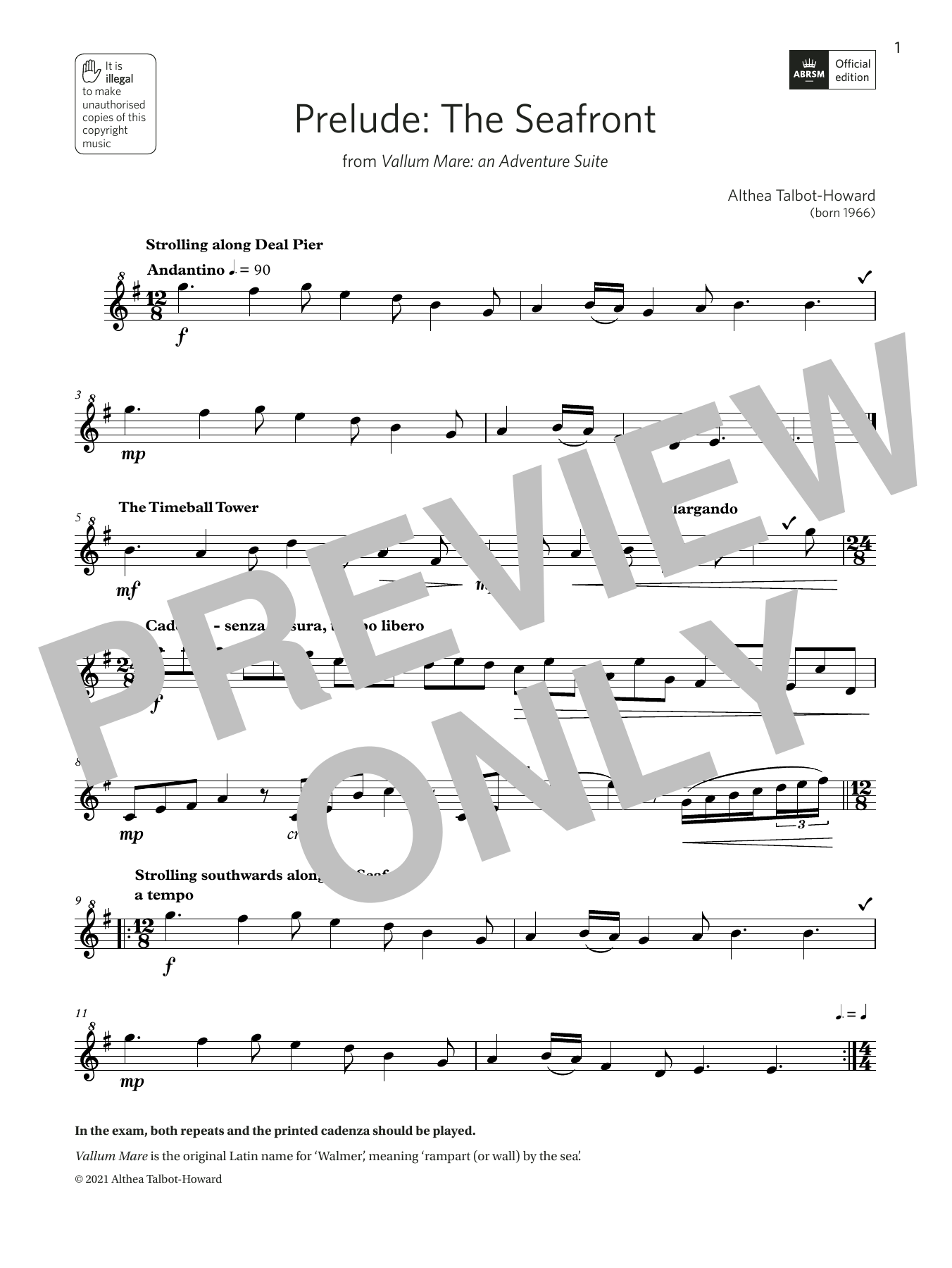 Althea Talbot-Howard Prelude: The Seafront (Grade 5 List B8 from the ABRSM Descant Recorder syllabus from 2022) Sheet Music Notes & Chords for Recorder - Download or Print PDF