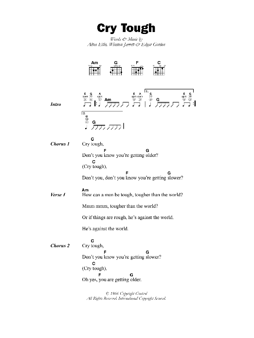 Alton Ellis Cry Tough Sheet Music Notes & Chords for Lyrics & Chords - Download or Print PDF