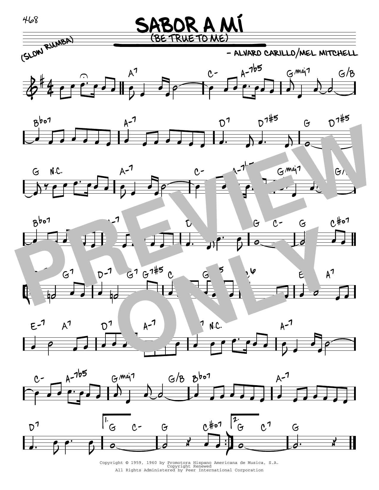 Alvaro Carrillo Sabor A Mi (Be True To Me) Sheet Music Notes & Chords for Real Book – Melody & Chords - Download or Print PDF