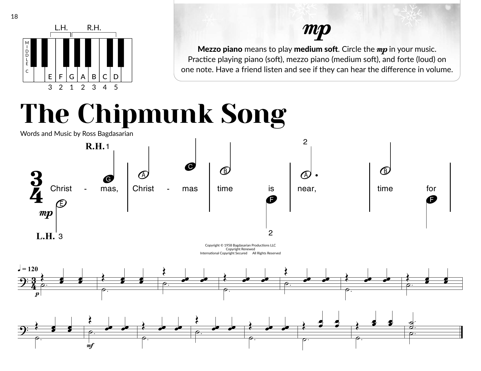 Alvin And The Chipmunks The Chipmunk Song (arr. Brittany McCorriston) Sheet Music Notes & Chords for Very Beginner Piano - Download or Print PDF