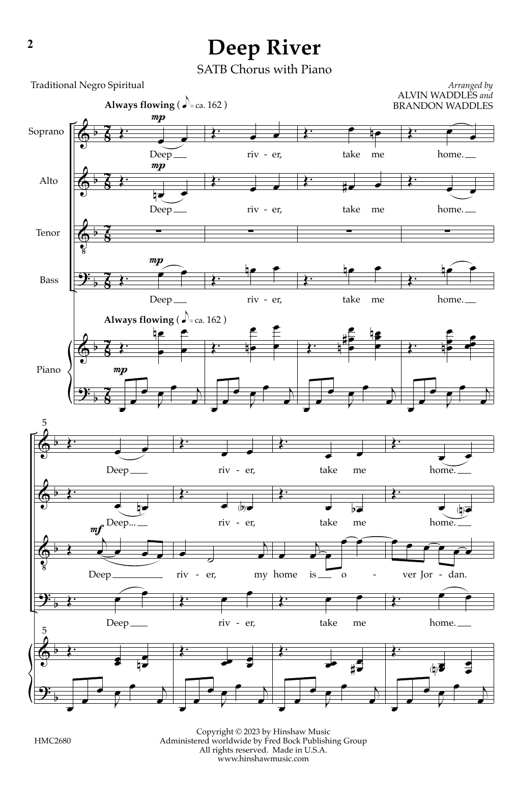 Alvin Waddles & Brandon Waddles Deep River Sheet Music Notes & Chords for SATB Choir - Download or Print PDF