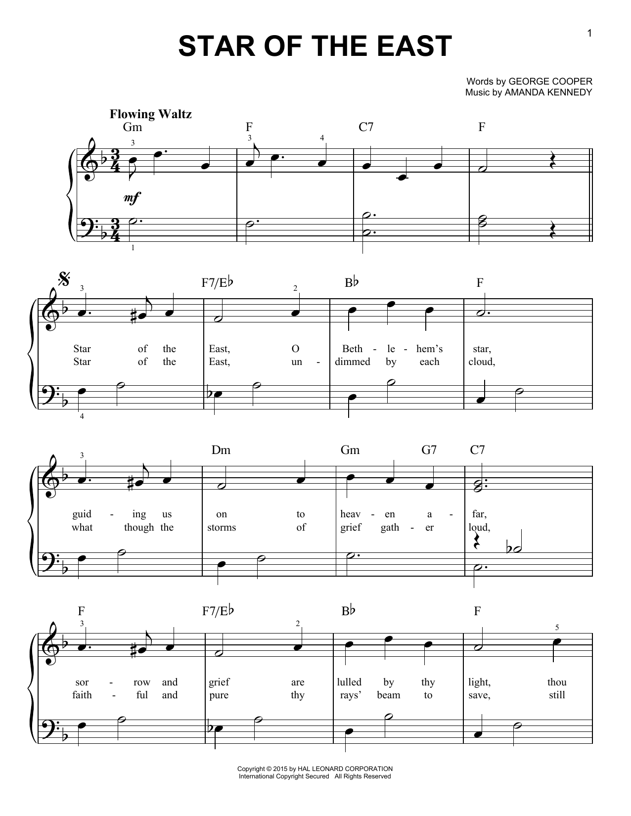 Amanda Kennedy Star Of The East Sheet Music Notes & Chords for Melody Line, Lyrics & Chords - Download or Print PDF