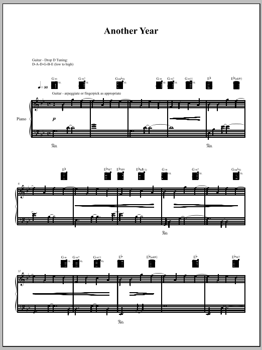 Amanda Palmer Another Year Sheet Music Notes & Chords for Piano, Vocal & Guitar (Right-Hand Melody) - Download or Print PDF