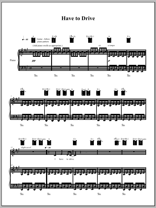 Amanda Palmer Have To Drive Sheet Music Notes & Chords for Piano, Vocal & Guitar (Right-Hand Melody) - Download or Print PDF