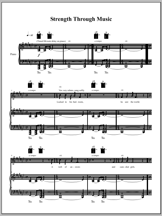 Amanda Palmer Strength Through Music Sheet Music Notes & Chords for Piano, Vocal & Guitar (Right-Hand Melody) - Download or Print PDF