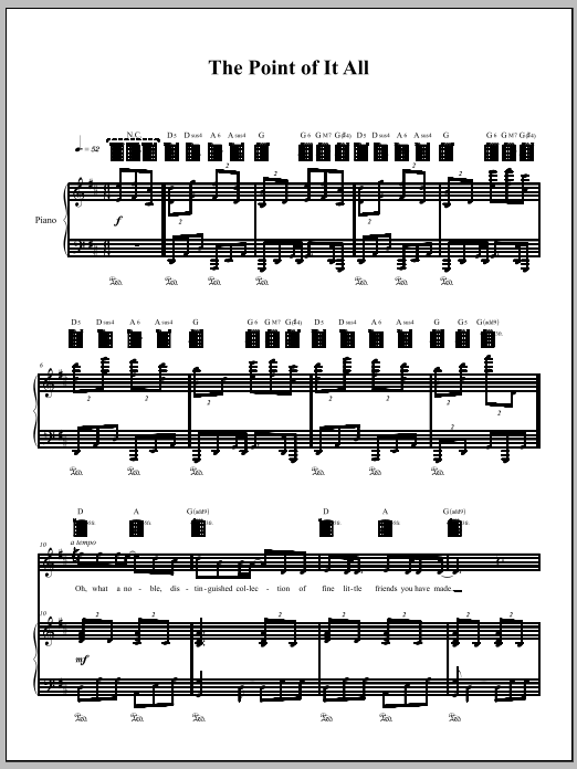 Amanda Palmer The Point Of It All Sheet Music Notes & Chords for Piano, Vocal & Guitar (Right-Hand Melody) - Download or Print PDF