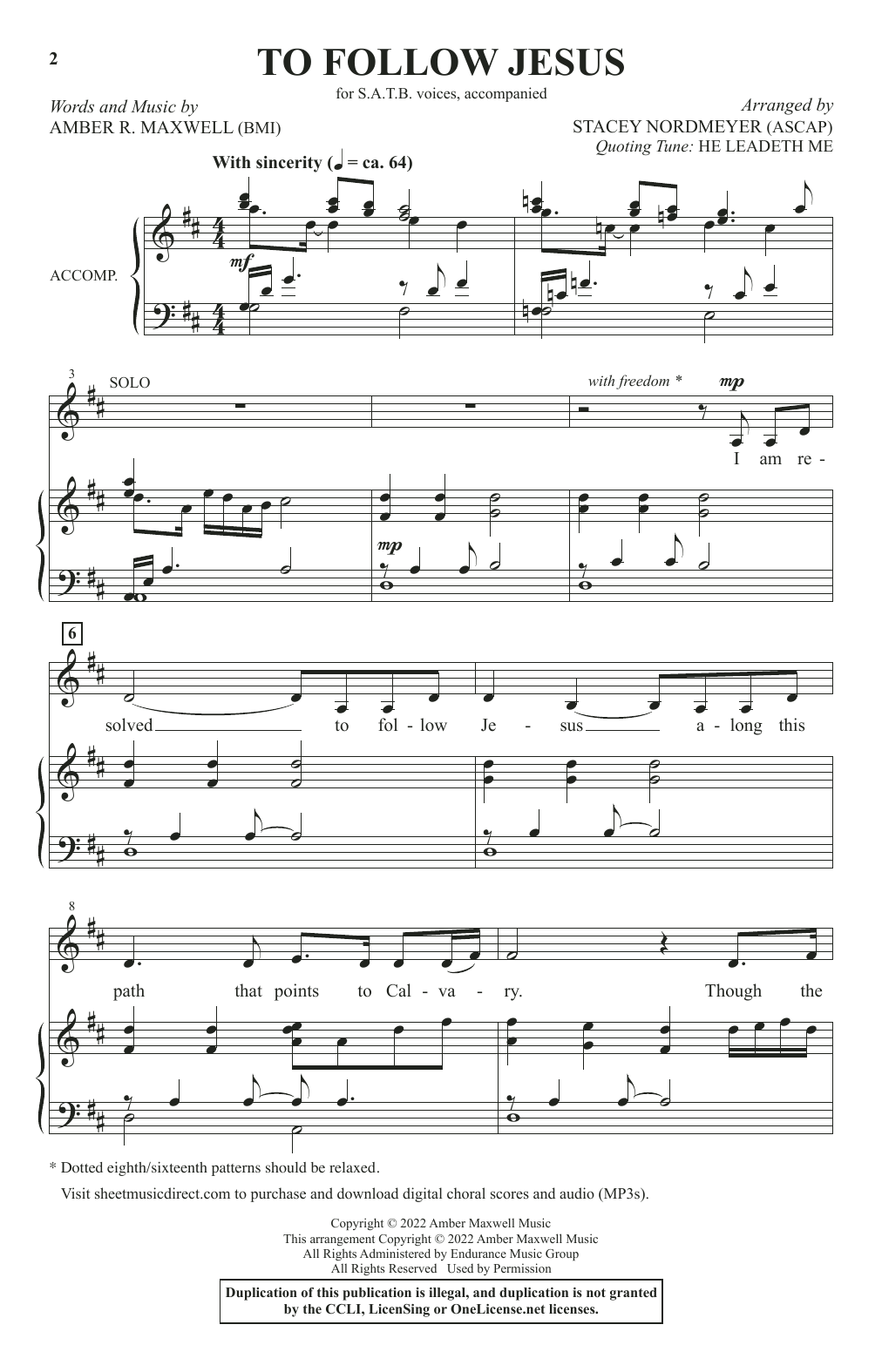 Amber R. Maxwell To Follow Jesus (arr. Stacey Nordmeyer) Sheet Music Notes & Chords for SATB Choir - Download or Print PDF