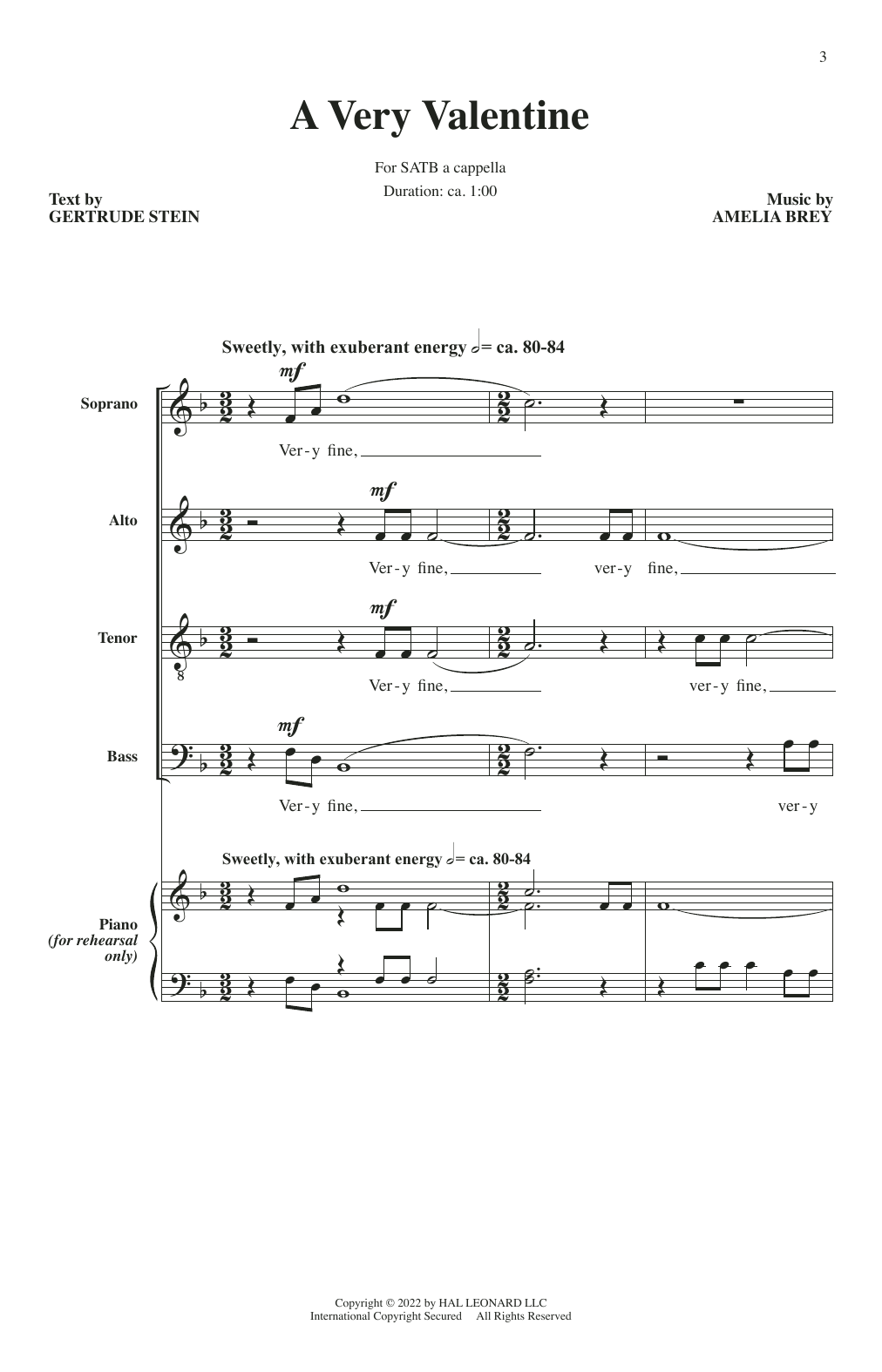 Amelia Brey A Very Valentine Sheet Music Notes & Chords for SATB Choir - Download or Print PDF