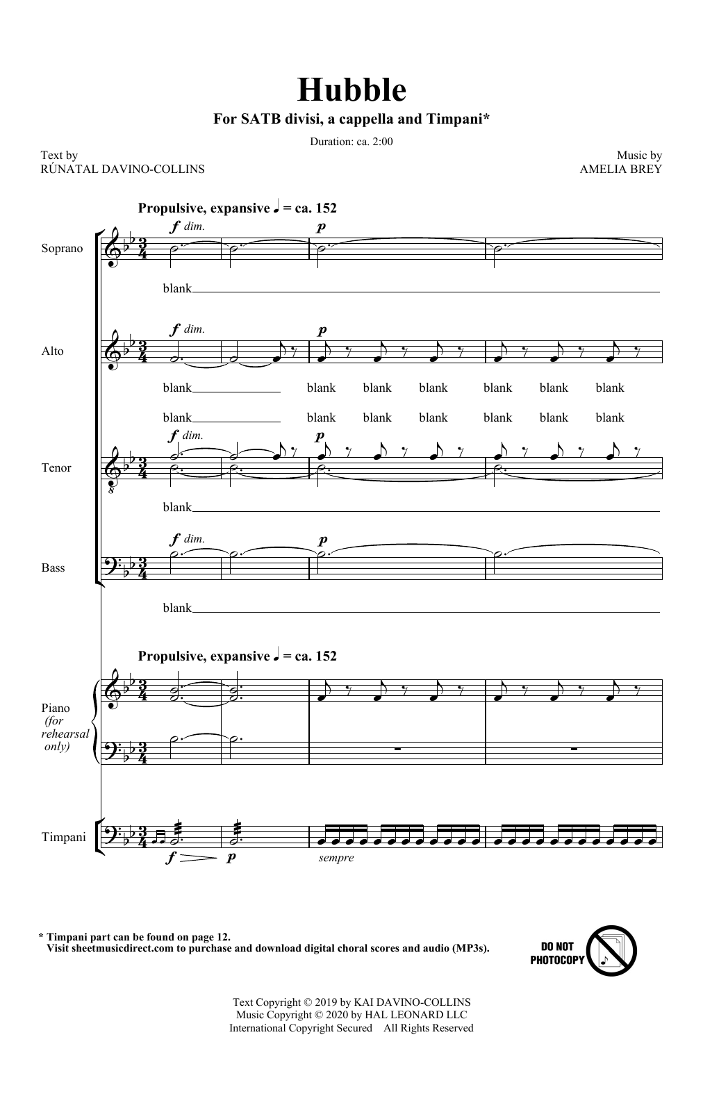 Amelia Brey Hubble Sheet Music Notes & Chords for SATB Choir - Download or Print PDF