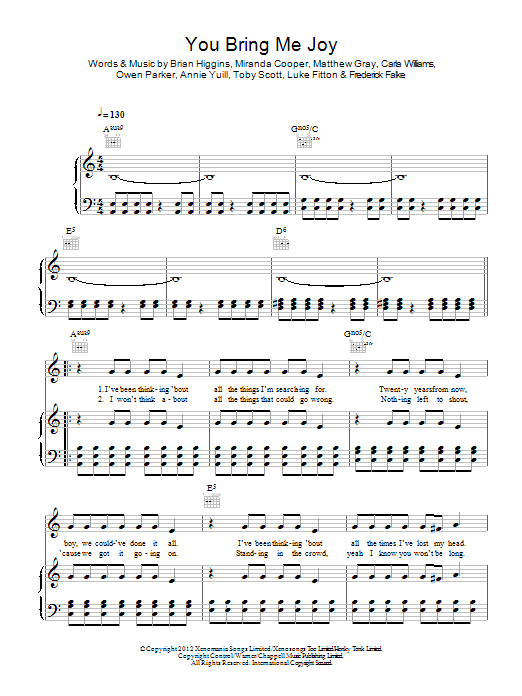 Amelia Lily You Bring Me Joy Sheet Music Notes & Chords for Piano, Vocal & Guitar (Right-Hand Melody) - Download or Print PDF