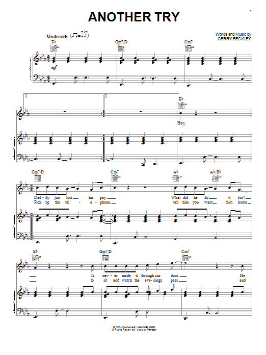 America Another Try Sheet Music Notes & Chords for Piano, Vocal & Guitar (Right-Hand Melody) - Download or Print PDF