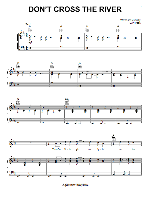 America Don't Cross The River Sheet Music Notes & Chords for Guitar Tab - Download or Print PDF