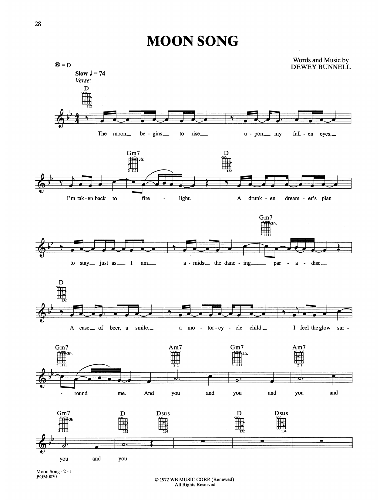 America Moon Song Sheet Music Notes & Chords for Easy Guitar - Download or Print PDF