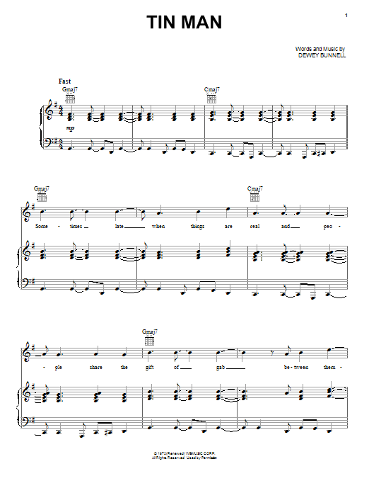 America Tin Man Sheet Music Notes & Chords for Guitar Tab - Download or Print PDF
