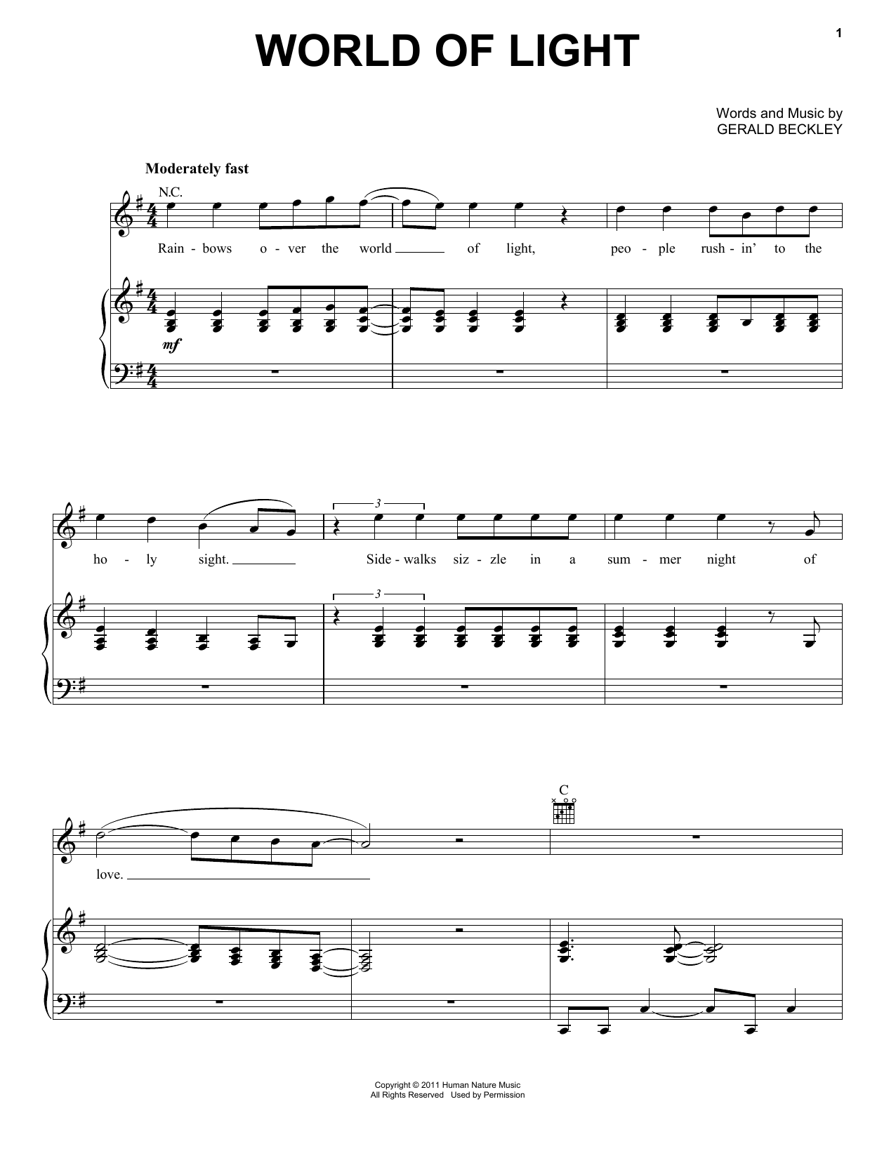 America World Of Light Sheet Music Notes & Chords for Piano, Vocal & Guitar (Right-Hand Melody) - Download or Print PDF