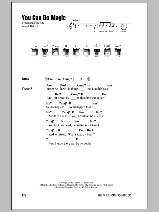 America You Can Do Magic Sheet Music Notes & Chords for Easy Guitar - Download or Print PDF