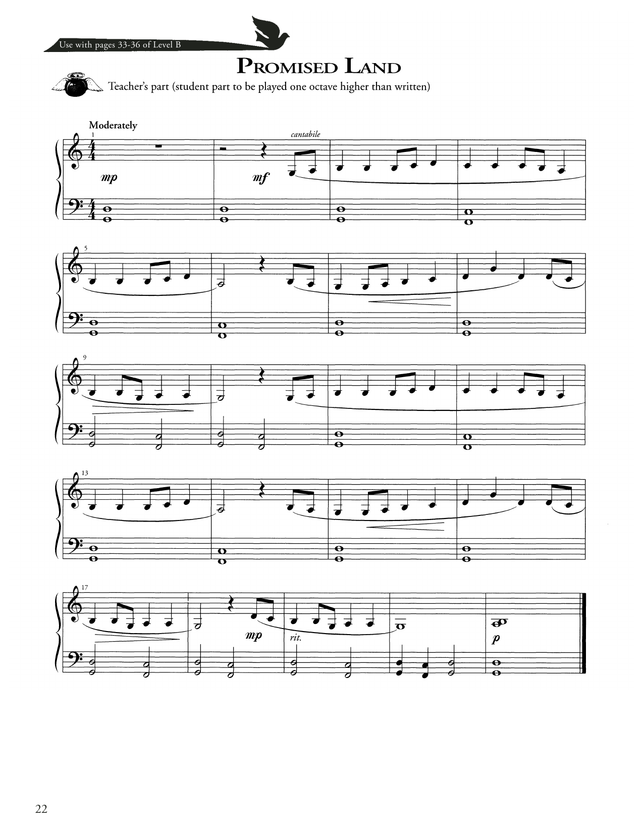 American Folk Hymn Promised Land Sheet Music Notes & Chords for Piano Method - Download or Print PDF