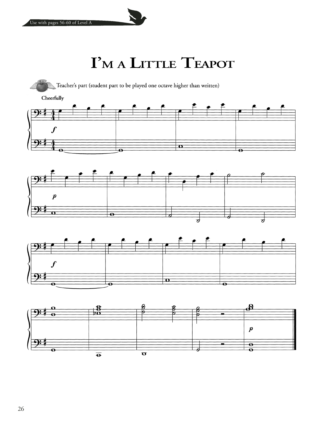 American Folk Song I'm A Little Teapot Sheet Music Notes & Chords for Piano Method - Download or Print PDF