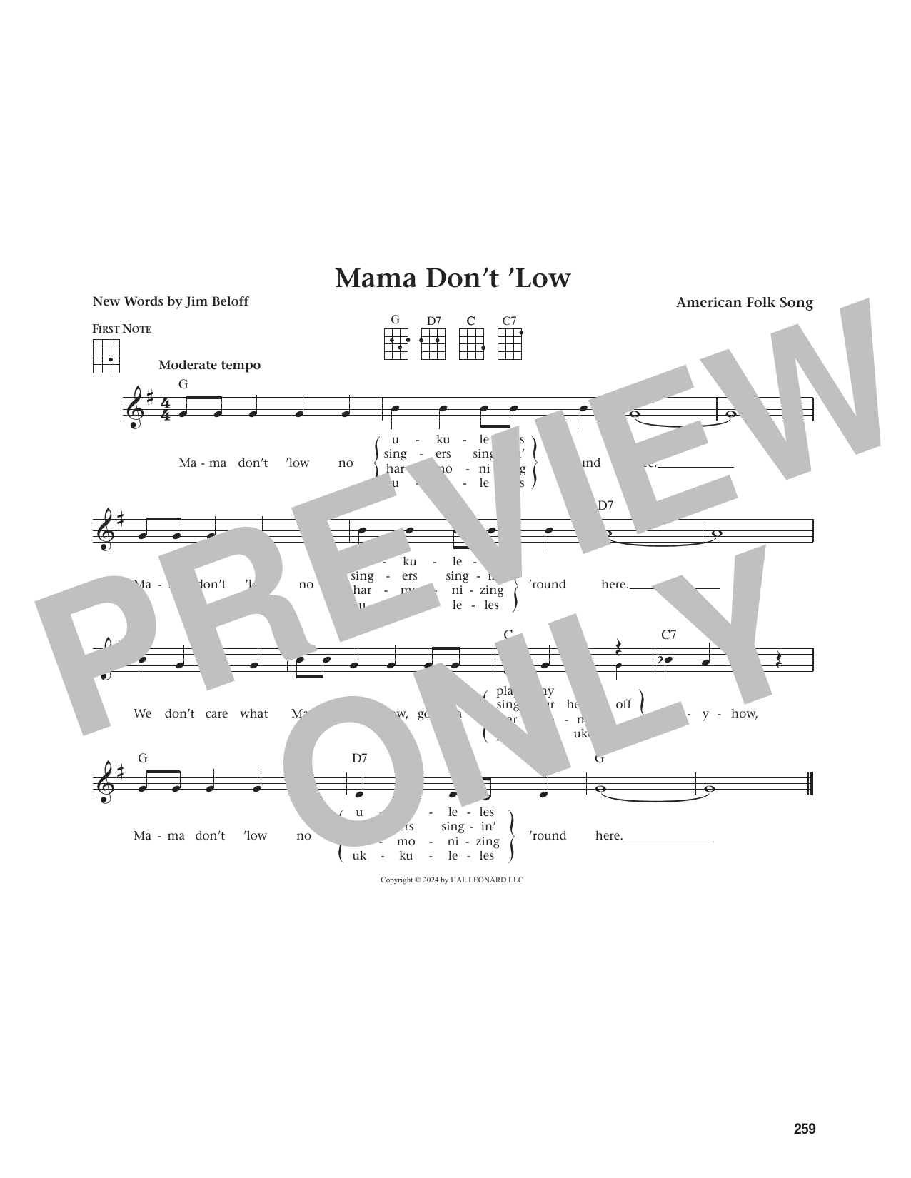 American Folk Song Mama Don't 'Low (from The Daily Ukulele) (arr. Jim Beloff) Sheet Music Notes & Chords for Ukulele - Download or Print PDF