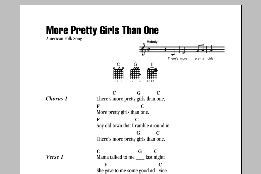 American Folk Song More Pretty Girls Than One Sheet Music Notes & Chords for Real Book – Melody, Lyrics & Chords - Download or Print PDF