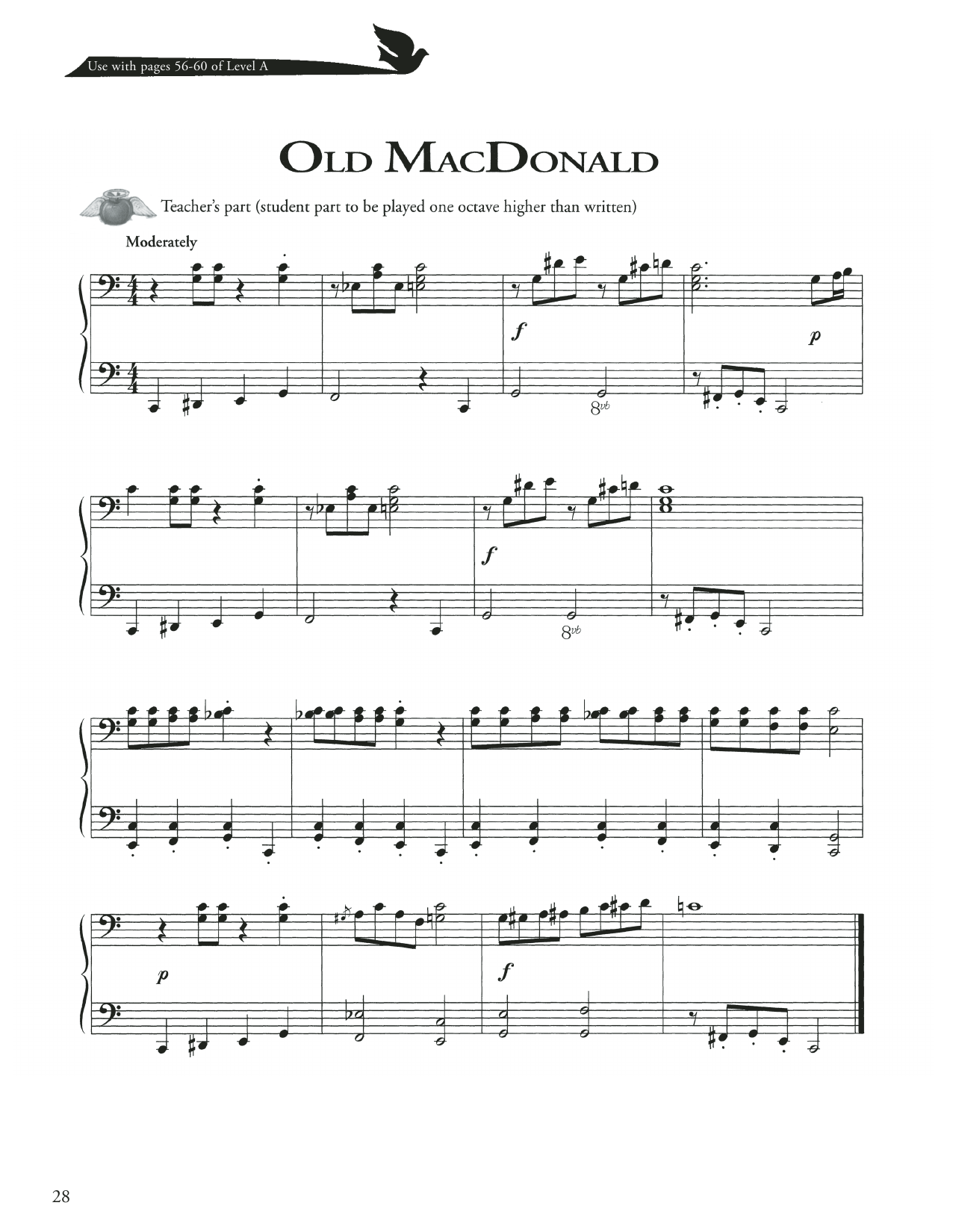 American Folk Song Old MacDonald Sheet Music Notes & Chords for Piano Method - Download or Print PDF