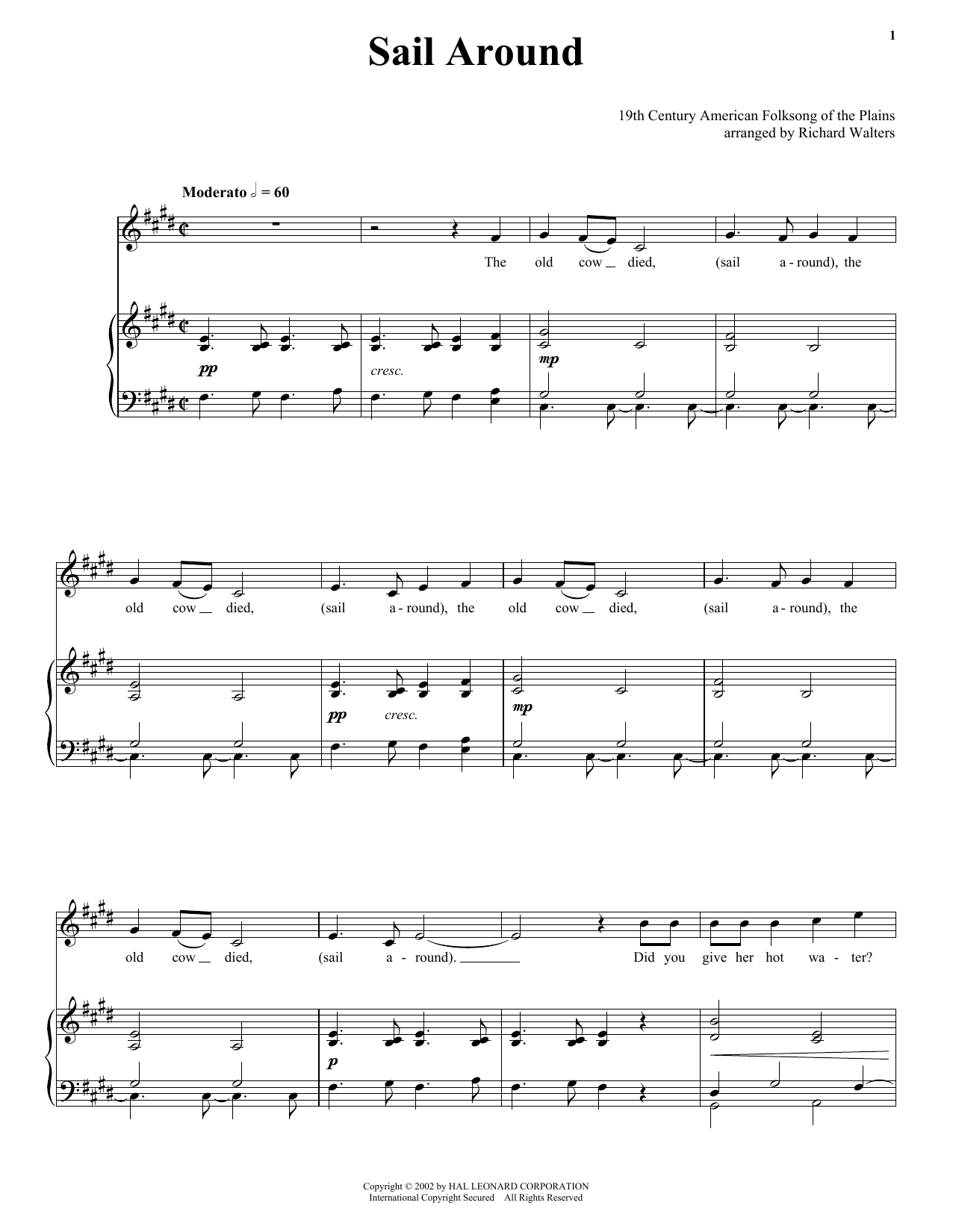 American Folk Song Sail Around Sheet Music Notes & Chords for Piano, Vocal & Guitar (Right-Hand Melody) - Download or Print PDF