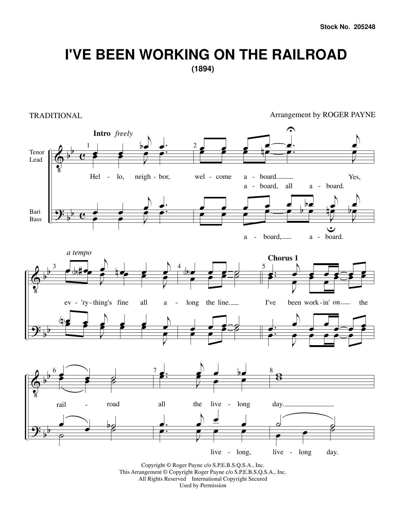 American Folksong I've Been Working on the Railroad (arr. Roger Payne) Sheet Music Notes & Chords for TTBB Choir - Download or Print PDF