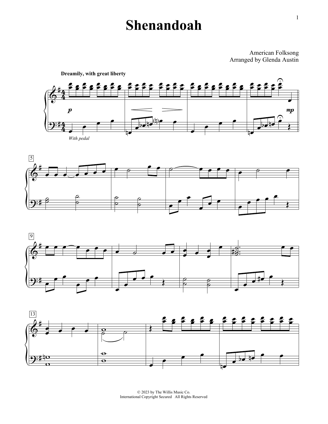 American Folksong Shenandoah (arr. Glenda Austin) Sheet Music Notes & Chords for Educational Piano - Download or Print PDF
