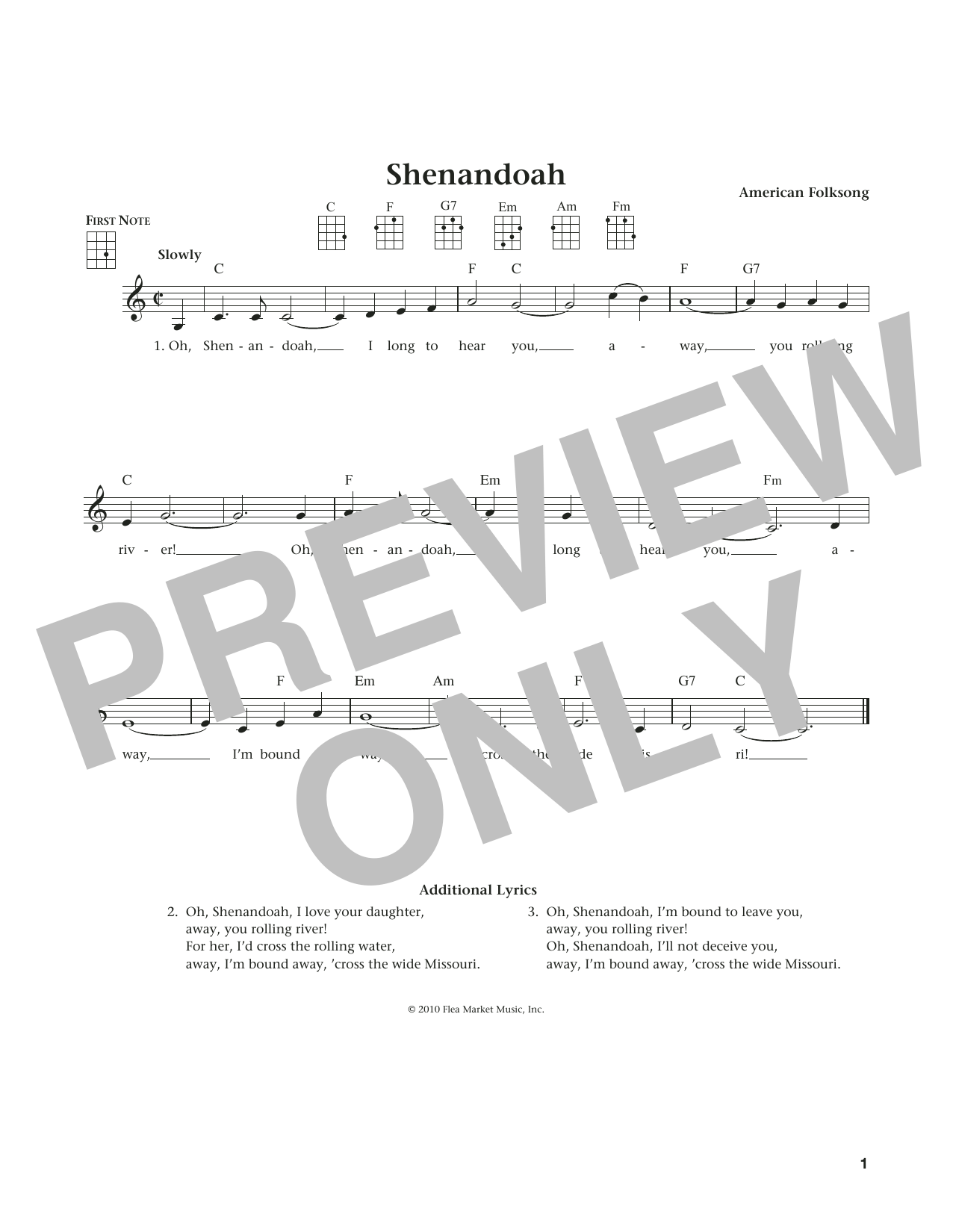 American Folksong Shenandoah (from The Daily Ukulele) (arr. Liz and Jim Beloff) Sheet Music Notes & Chords for Ukulele - Download or Print PDF