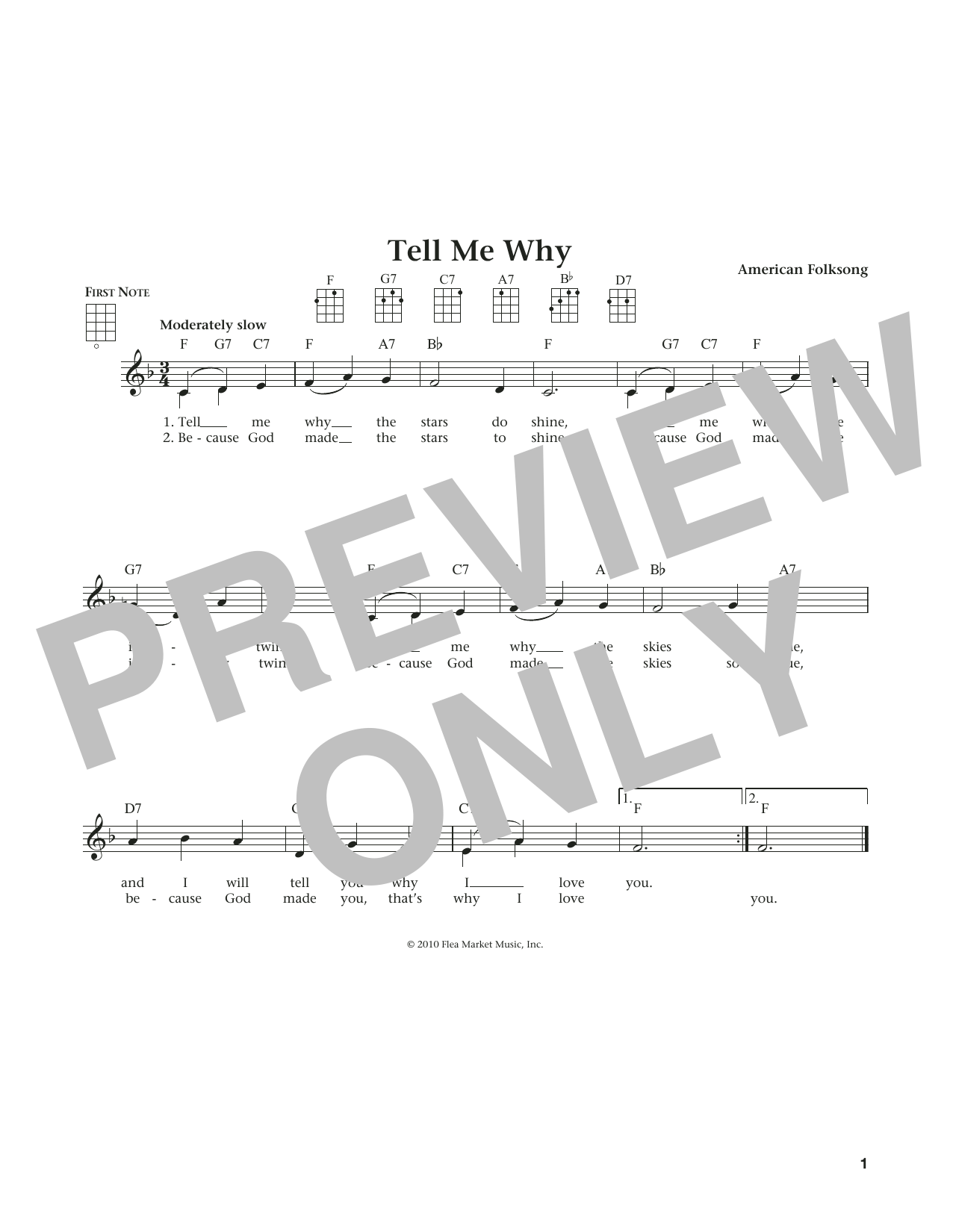 American Folksong Tell Me Why (from The Daily Ukulele) (arr. Liz and Jim Beloff) Sheet Music Notes & Chords for Ukulele - Download or Print PDF