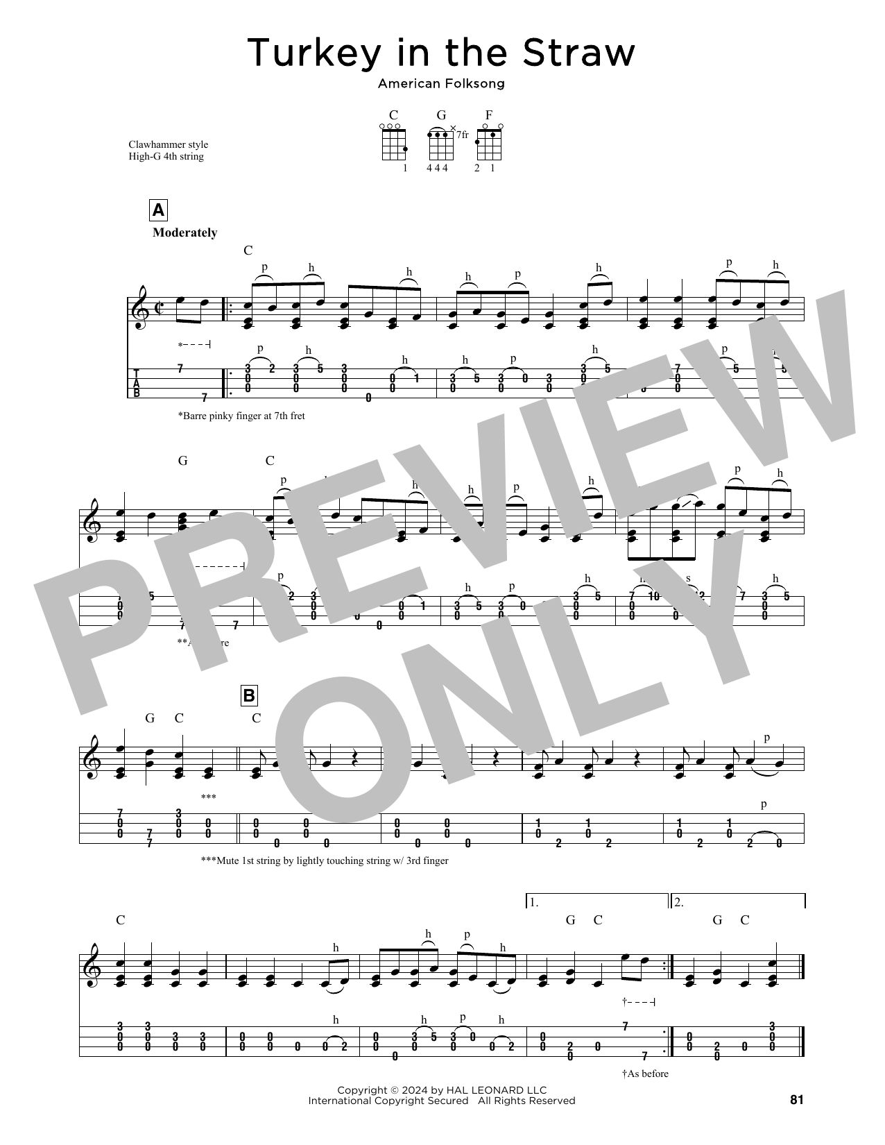 American Folksong Turkey In The Straw (arr. Jim Schustedt) Sheet Music Notes & Chords for Ukulele - Download or Print PDF American Folksong Turkey In The Straw (arr. Jim Schustedt) Sheet Music Notes & Chords for Ukulele - Download or Print PDF