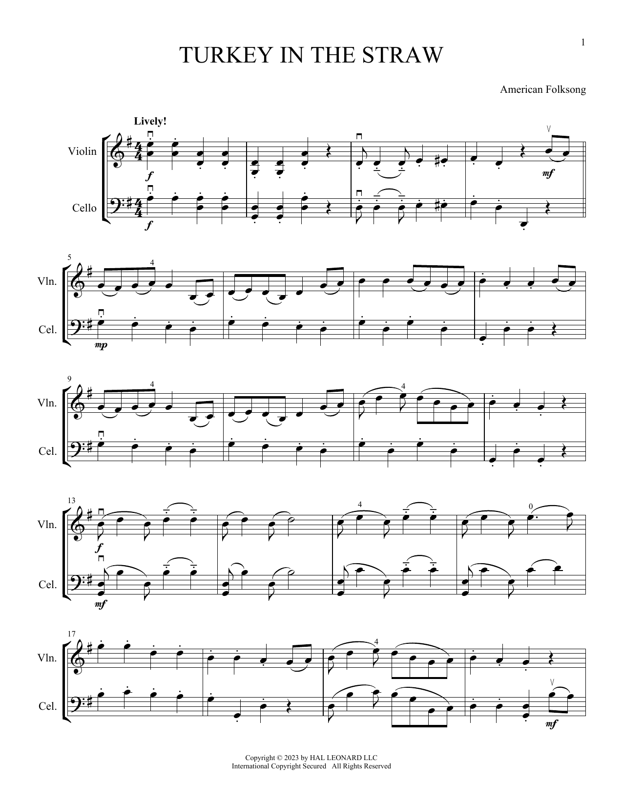 American Folksong Turkey In The Straw (arr. Michelle Hynson) Sheet Music Notes & Chords for Instrumental Duet - Download or Print PDF