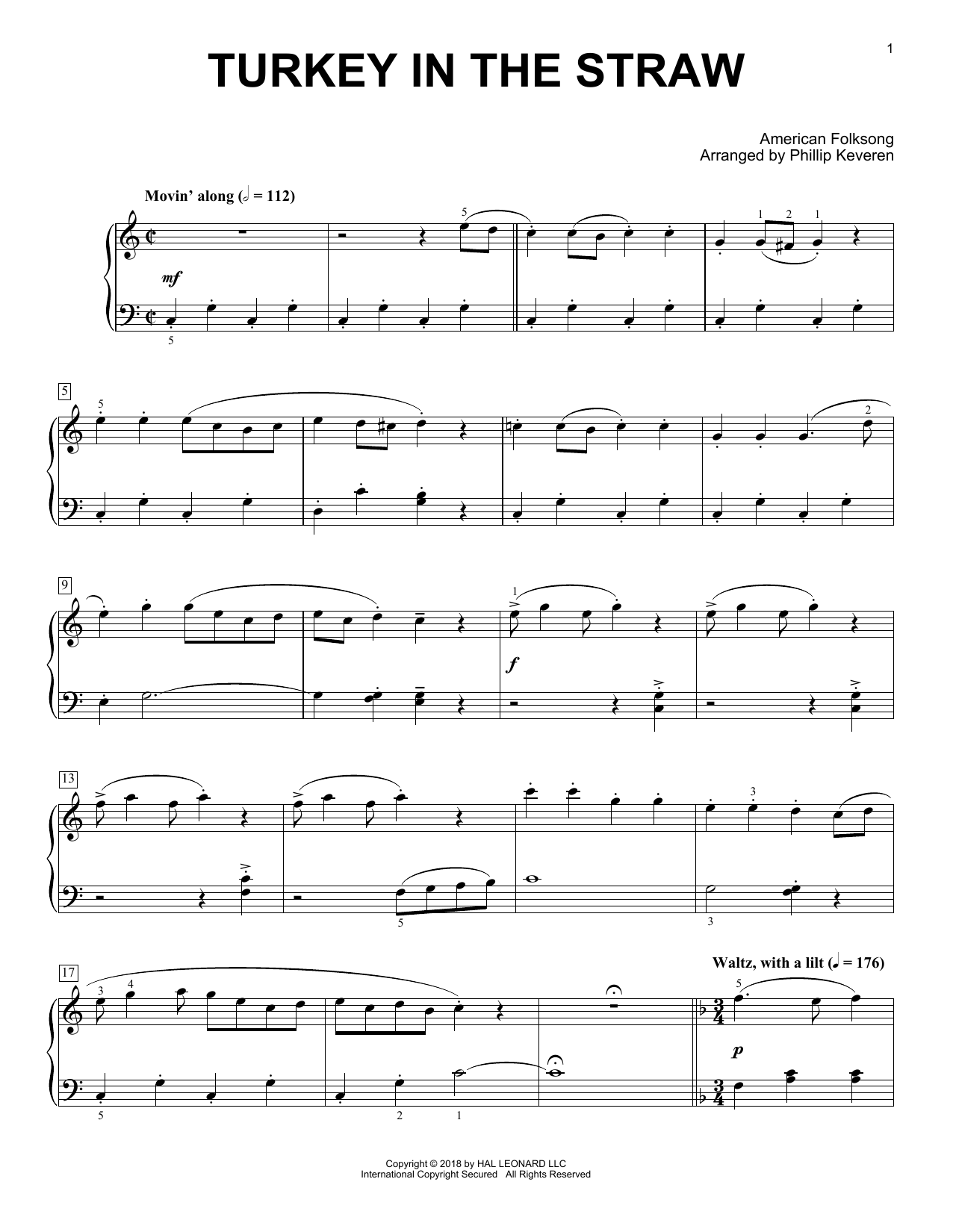 American Folksong Turkey In The Straw [Classical version] (arr. Phillip Keveren) Sheet Music Notes & Chords for Piano - Download or Print PDF