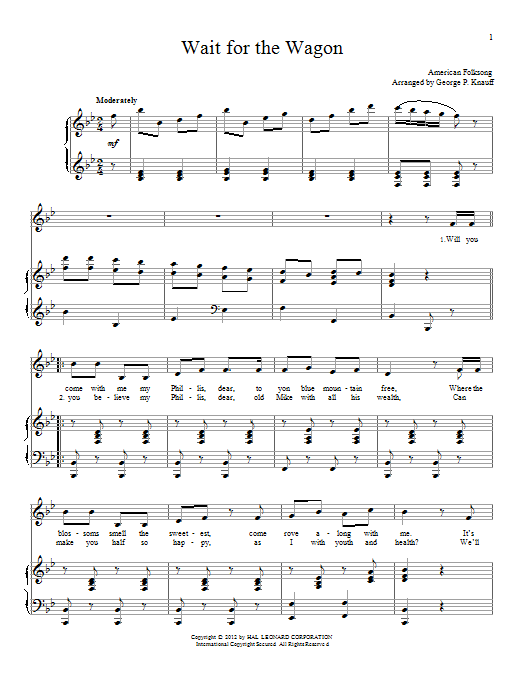 American Folksong Wait For The Wagon Sheet Music Notes & Chords for Piano & Vocal - Download or Print PDF