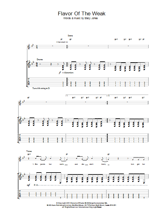 American Hi-Fi Flavor Of The Weak Sheet Music Notes & Chords for Drums Transcription - Download or Print PDF