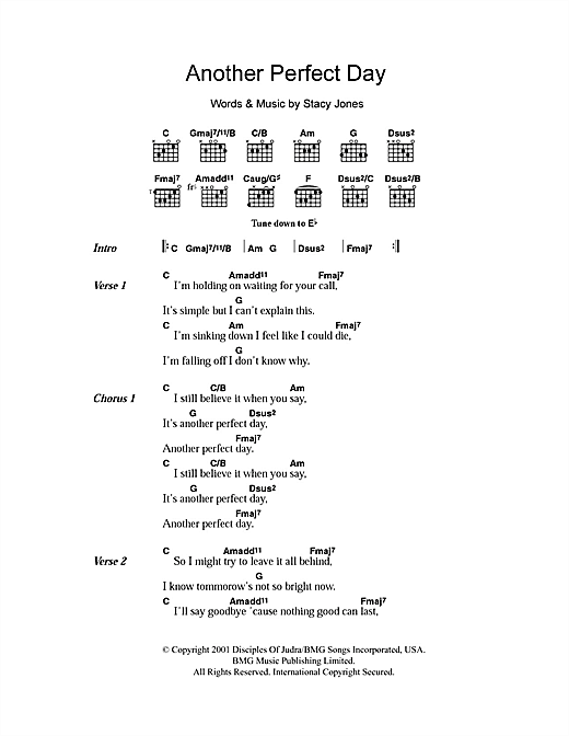American Hi-Fi Another Perfect Day Sheet Music Notes & Chords for Lyrics & Chords - Download or Print PDF