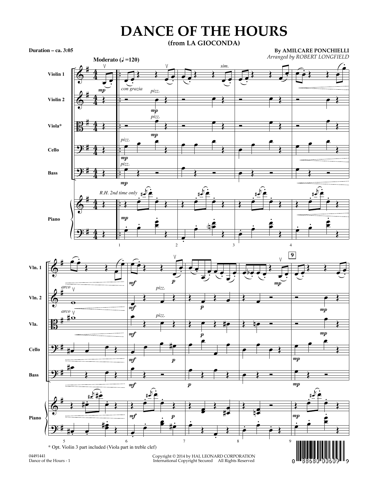 Amilcare Ponchielli Dance of the Hours (arr. Robert Longfield) - Conductor Score (Full Score) Sheet Music Notes & Chords for Orchestra - Download or Print PDF