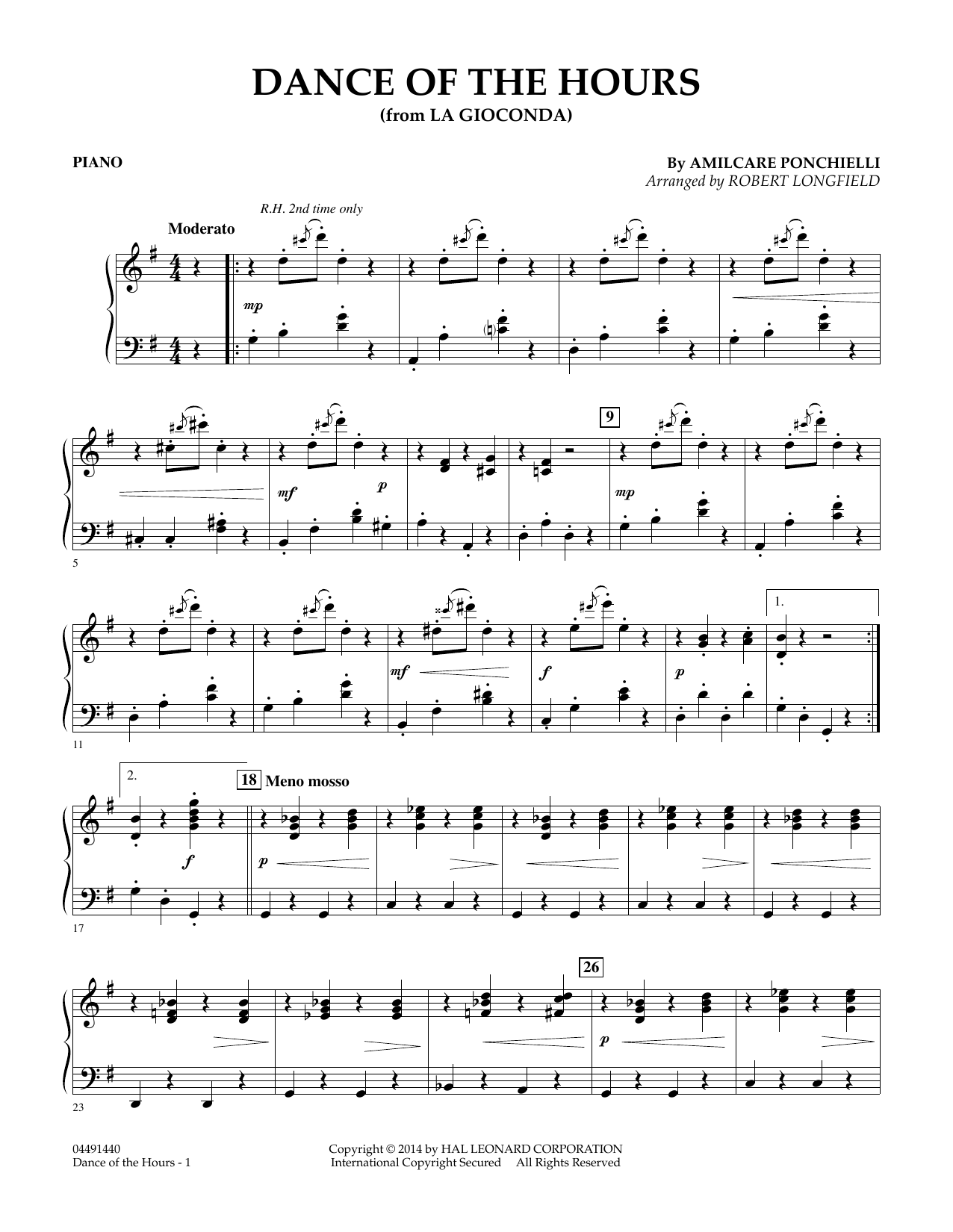 Amilcare Ponchielli Dance of the Hours (arr. Robert Longfield) - Piano Sheet Music Notes & Chords for Orchestra - Download or Print PDF