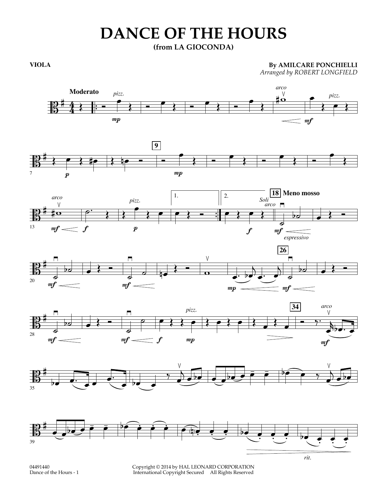 Amilcare Ponchielli Dance of the Hours (arr. Robert Longfield) - Viola Sheet Music Notes & Chords for Orchestra - Download or Print PDF