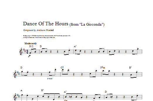 Amilcare Ponchielli Dance Of The Hours (from La Gioconda) Sheet Music Notes & Chords for Melody Line & Chords - Download or Print PDF