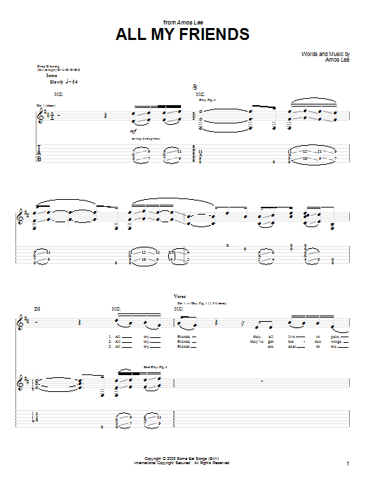 Amos Lee All My Friends Sheet Music Notes & Chords for Guitar Tab - Download or Print PDF Amos Lee All My Friends Sheet Music Notes & Chords for Guitar Tab - Download or Print PDF