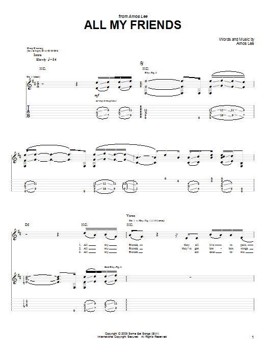 Amos Lee All My Friends Sheet Music Notes & Chords for Guitar Tab - Download or Print PDF