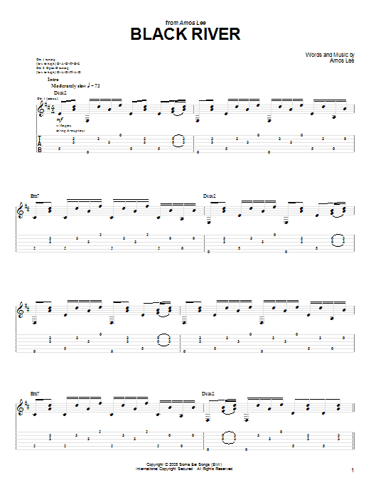 Amos Lee Black River Sheet Music Notes & Chords for Guitar Tab - Download or Print PDF Amos Lee Black River Sheet Music Notes & Chords for Guitar Tab - Download or Print PDF